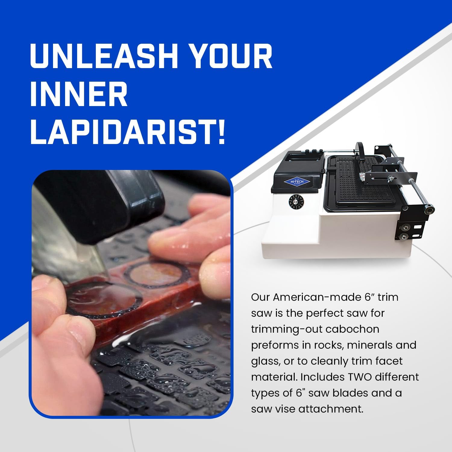 Hi-Tech Diamond 6" Lapidary Saw – Rock Saw for Cutting Rocks & Glass